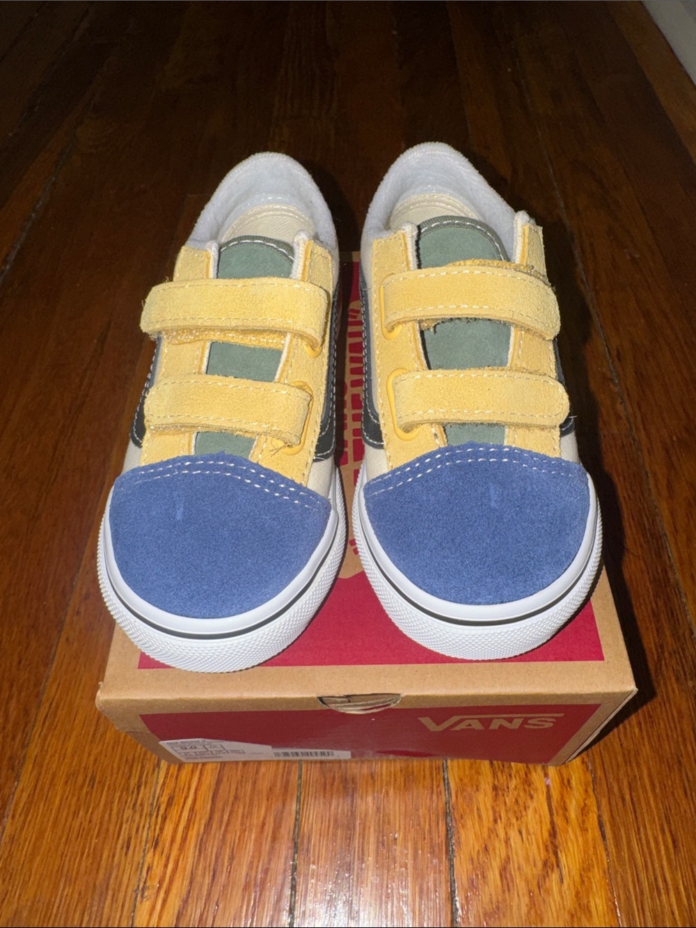 Vans Kids Velcro Sneakers in Yellow, Blue & Green